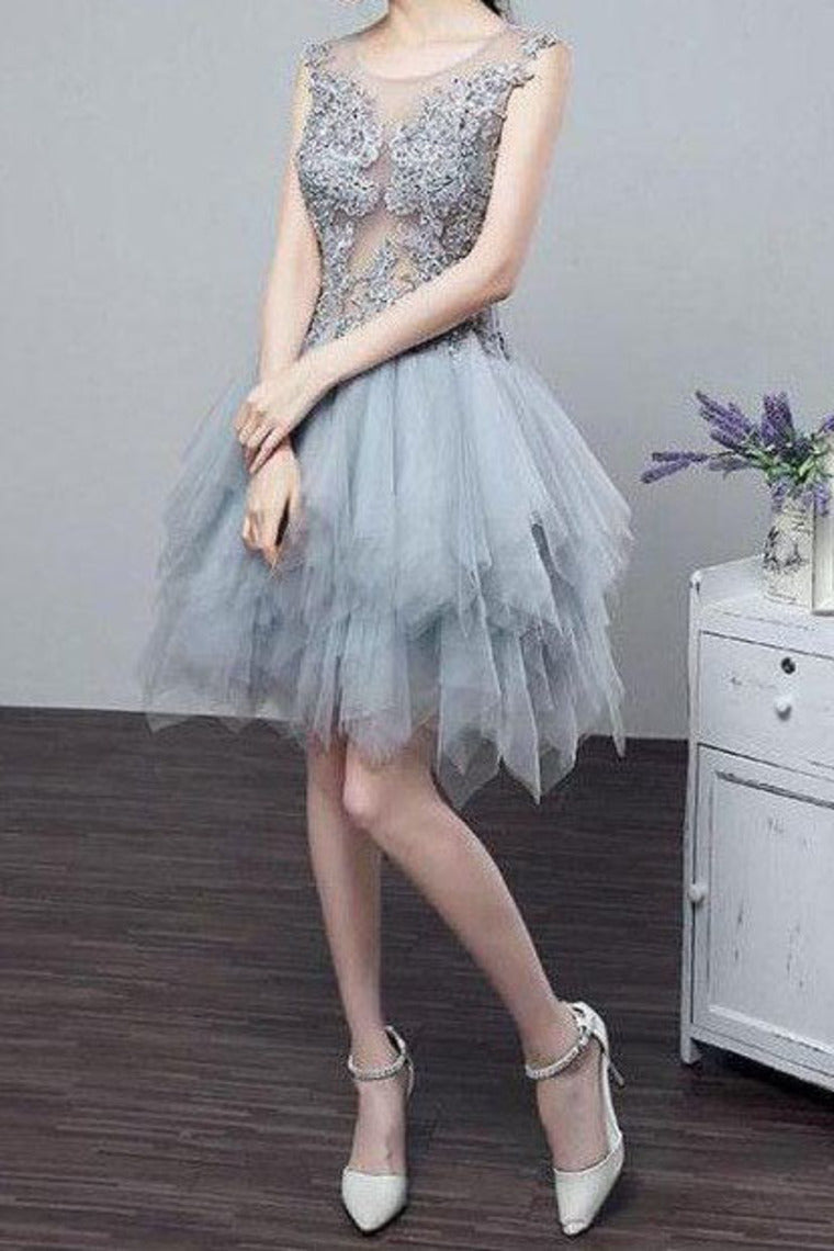 2024 See-Through Homecoming Dresses A Line Scoop Tulle With Applique
